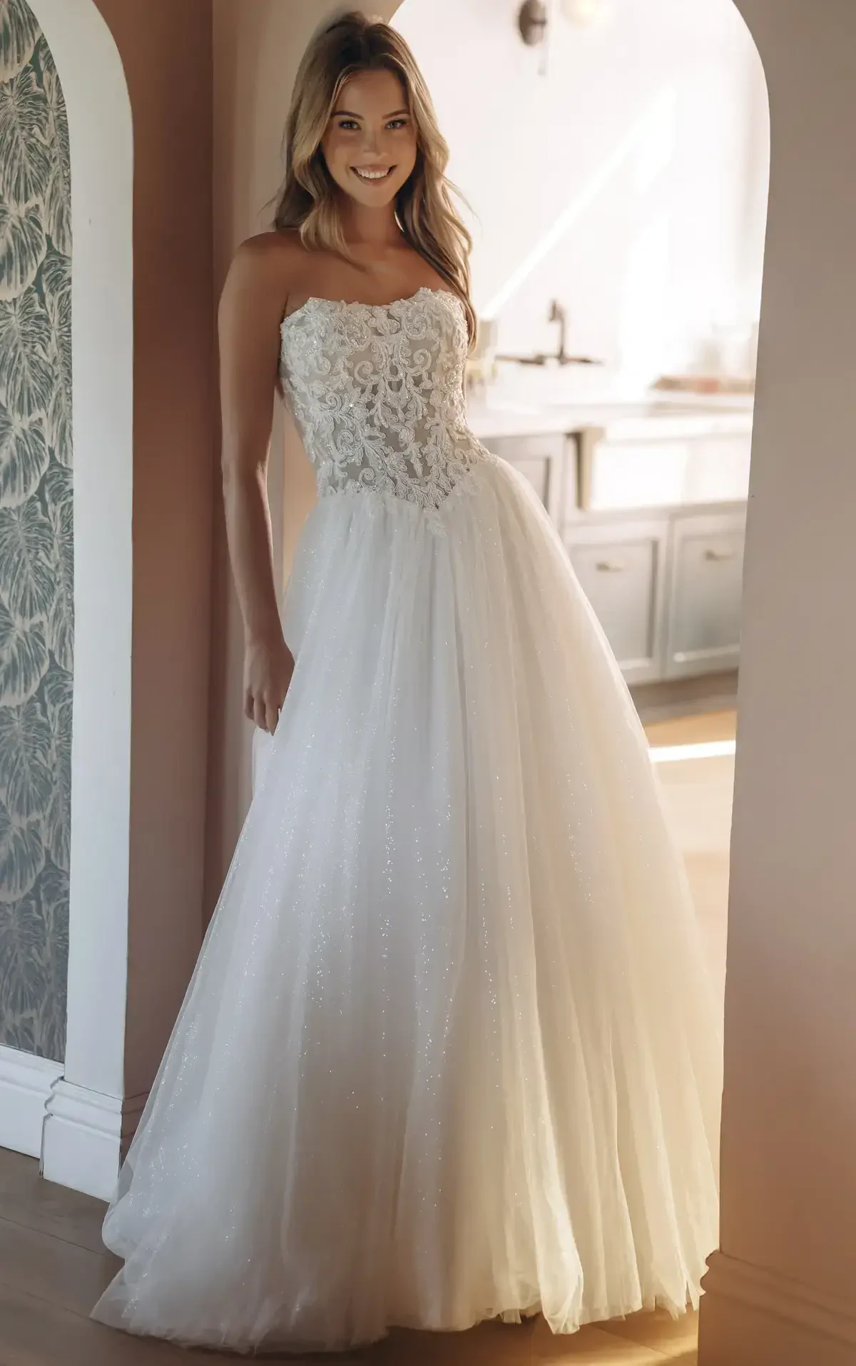 Radiant Confidence: The Stella York SY8301 Sparkle Tulle Ballgown. Desktop Image