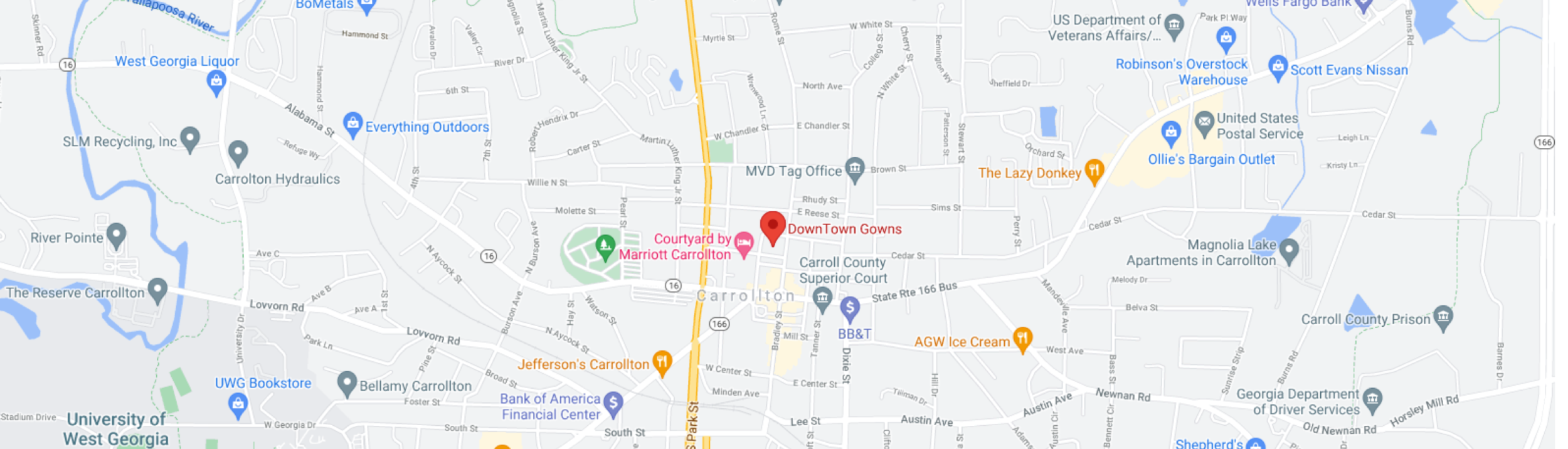 DownTown Gowns location